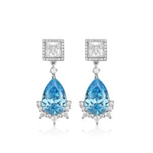 925 Sterling Silver Earrings Sea Blue