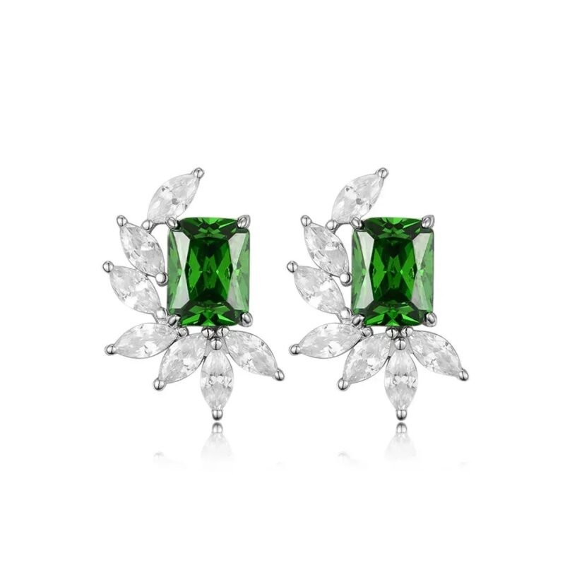 Emerald Earrings 925 Sterling Silver Jewelry