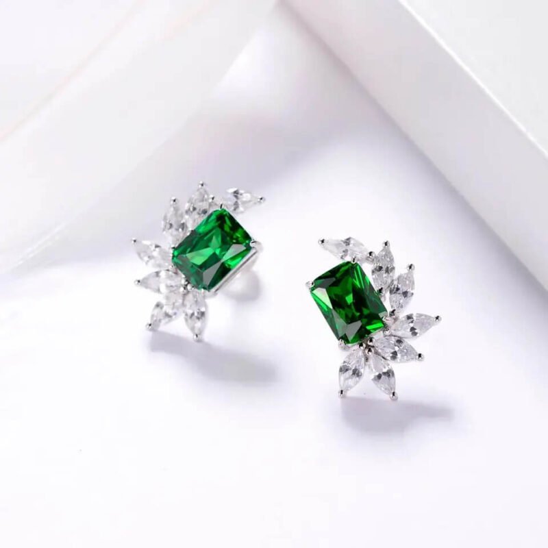 Emerald Earrings 925 Sterling Silver Jewelry - Image 3
