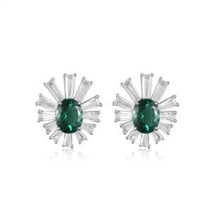 Emerald Lab Grown Diamond Earrings