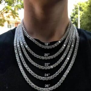 Factory Direct Price Iced Out 2-6.5mm VVS Silver 925 Hip Hop VVS Moissanite Diamond Tennis Chain Necklaces