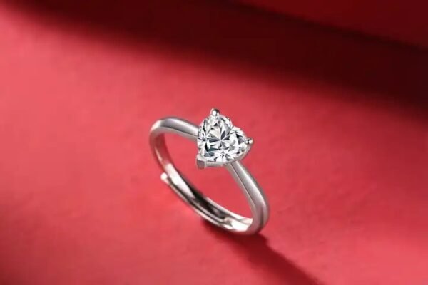 Heart Shaped Moissanite Ring Pinky Ring - Image 4