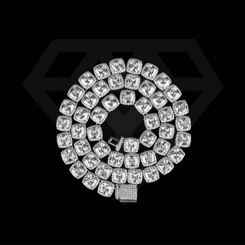 Square Clustered Tennis Chain Men's Bracelet HipHop Link Iced Out Moissanite Cubic Zirconia Rock Jewelry Wholesaler