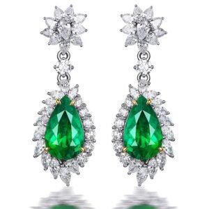 Fine Jewelry Water Drop Shaped Gemstones Party Sapphire Emerald Ear Trendy Silver 925 Earrings for Women Drops Emerald Cut Diamond Earrings