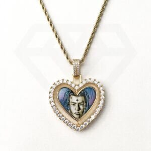 Gold Pendant Picture Photo Engraved Necklace