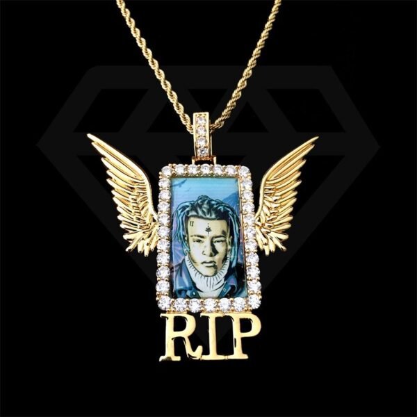 Gold Pendant Photos Wings Necklace - Image 3