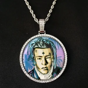 Custom Necklace Picture Necklace Memory Pendant Square Framed Circular Pendant Hip Hop Jewelry Wholesale