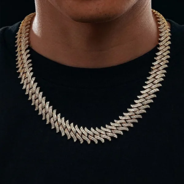 S925 Moissanite Men's Bling Prong Cuban Chain Bracelet & Necklace Set MYC8Z19-02 - Image 3