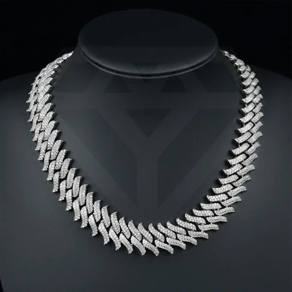 S925 Moissanite Men's Bling Prong Cuban Chain Bracelet & Necklace Set MYC8Z19-02 - Image 4