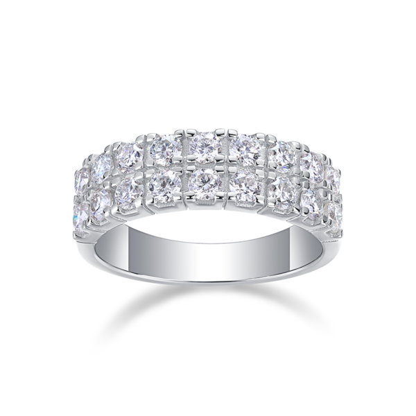 S925 Moissanite Ring Moissanite Rings for Women Stackable Rings Multi Stone Wedding Band D Color Promise Ring 18K White Gold Plated Jewelry MYR12960