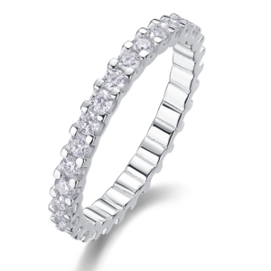 S925 Moissanite Ring Sterling Silver Wedding Rings Pave Set Round Cut Cubic Zirconia CZ Eternity Ring for Women MYR13147