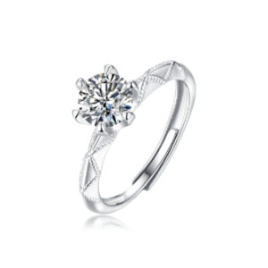 S925 Moissanite Ring Adjustable Engagement Ring Promise Eternity Ring for Women Wedding Rings Friendship Promise Fashion Jewelry Valentine Gifts for Women MYR9251