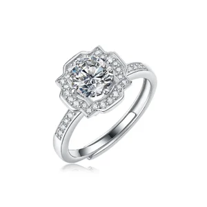S925 Moissanite Ring Wedding Rings in Sterling Silver 4-prong Moissanite Ring 1ct Womens Adjustable Rings MYZR11358-65