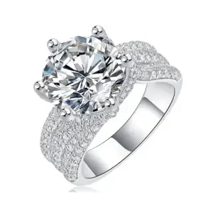 S925 Moissanite Ring S925 Silver Luxury 5 Carat Premium Diamond Engagement Ring| D-color Excellent Cut VVS1 Clarity MYZR12686