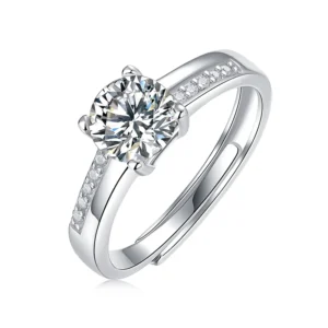 S925 Moissanite Ring S925 Sterling Silver Adjustable Rings 1 Carat Natural Diamond Engagement Ring MYZR12795-65