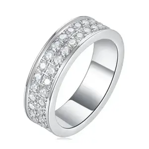 S925 Moissanite Ring Creation 2.00 Ctw Princess Cut Diamond Wedding Band Ring 14K White Gold Finish For Men's & Boy's MYZR12841