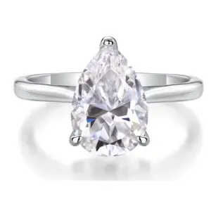 S925 Moissanite Ring Shree Diamond 4 CT Pear Cut Solitaire Moissanite Engagement Ring VVS1 4 Prong Knife-Edge Silver Wedding Ring Woman Gift MYZR12982