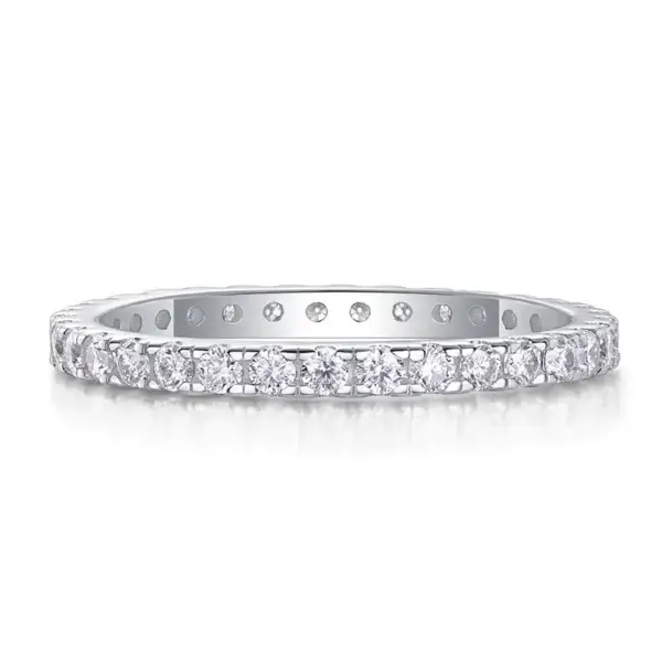 S925 Moissanite Ring Cubic Emerald Sapphire Eternity Rings for Women Vintage Stackable Engagement Ring Cubic Zirconia Wedding Band MYZR13007
