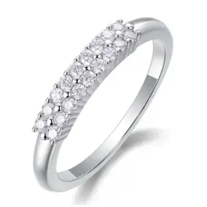 S925 Moissanite Ring Engagement Rings for Women White Round Baguette Diamond 18K White Gold Drill Row Design Valentines Day Ring for Women MYZR13041