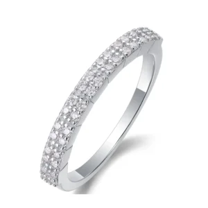 S925 Moissanite Ring Wellingsale Ladies Solid 14k Yellow White Gold Polished CZ Cubic Zirconia Wedding Band MYZR13043