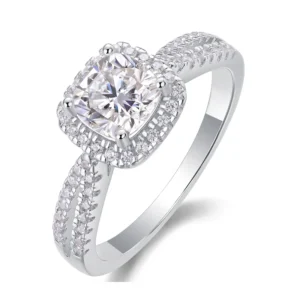 S925 Moissanite Ring Wedding Bands for Women Cushion Cut Engagement Ring Fashion Multi Stone 925 Sterling Silver Promise Rings 18K White Gold Plated MYZR13052