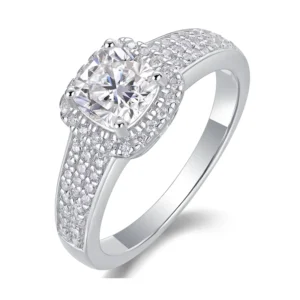 S925 Moissanite Ring Fasonhlife Princess Cut Ring Engagement Wedding Ring Simulation Diamond Ring Gorgeous Personality Square Wheel Ring Marriage Studded Ring for Women MYZR13074