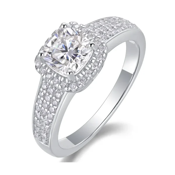 S925 Moissanite Ring Fasonhlife Princess Cut Ring Engagement Wedding Ring Simulation Diamond Ring Gorgeous Personality Square Wheel Ring Marriage Studded Ring for Women MYZR13074