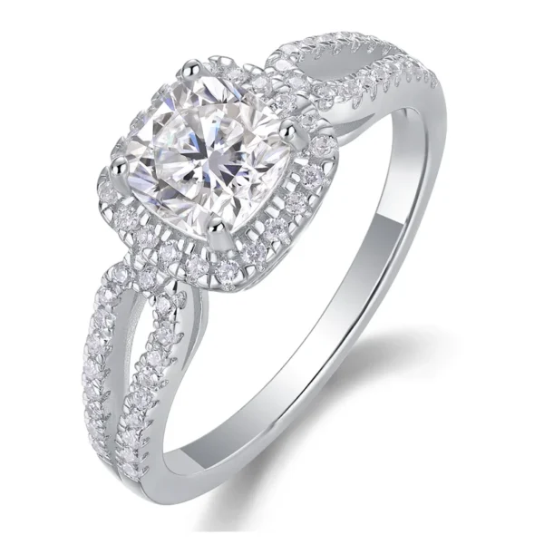 S925 Moissanite Ring Moissanite Wedding Bands for Women Cushion Cut Engagement Ring Fashion Multi Stone Diamond Ring 925 Sterling Silver Promise Rings 18K White Gold Plated MYZR13076
