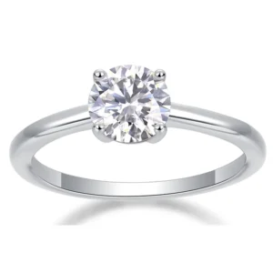 S925 Moissanite Ring Certified 0.3 Carat Natural Diamond Solitaire Engagement Ring 14K White Gold with Round Brilliant Cut Center Diamond MYZR13086