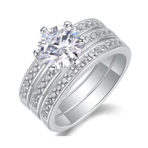 S925 Moissanite Ring Engagement Rings and Bands Sterling Silver Rings Wedding Bands Womens 2pcs Ring Set with Cubic Zirconia Ring MYZR13096