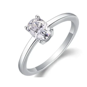 S925 Moissanite Ring Brilliant Expressions 10K White Gold 1CT Classic Solitaire Round Pear or Radiant Shape Center-Stone Moissanite Polished Shank Engagement Ring Travel MYZR13109