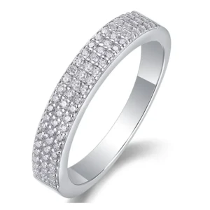 S925 Moissanite Ring Prong Set Diamond Wedding Band in Sterling Silver MYZR13119