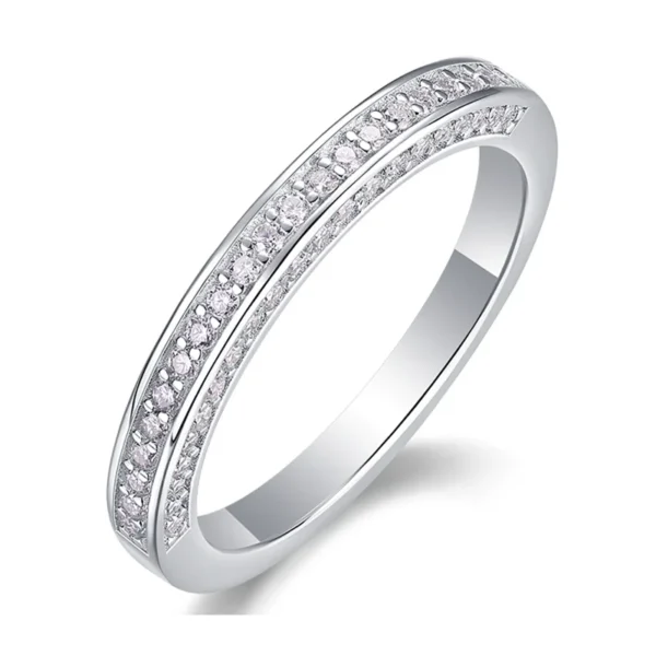 S925 Moissanite Ring White Gold Woman Wedding Band Round Half Eternity 0.05 Carat Lab Created Diamond Moissanite Personalized Ring MYZR13130