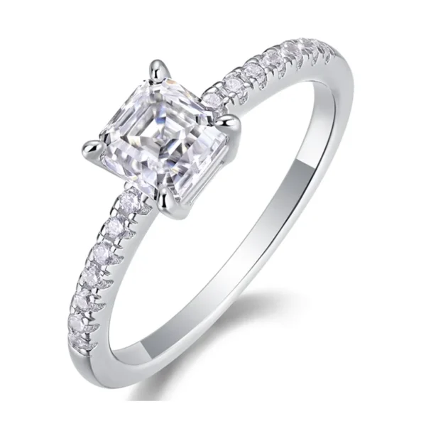 S925 Moissanite Ring 925 Sterling Silver Ring for Women Princess Square White 2 ct Moissanite Wedding Bands for Women MYZR13132