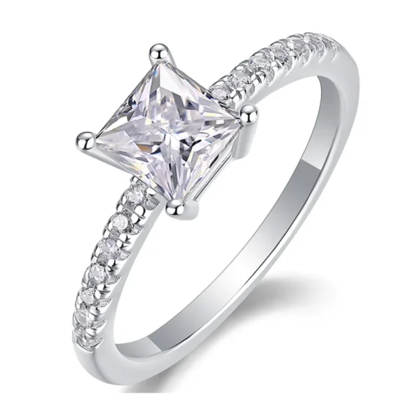 S925 Moissanite Ring 925 Sterling Silver Wedding Engagement Ring For Women With 6mm Square-Shape Gemstone MYZR13133