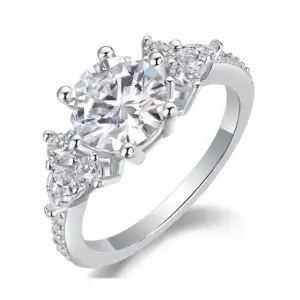 S925 Moissanite Engagement Rings Diamond Promise Ring 2 Carat D Color 925 Sterling Silver Moissanite Ring Diamond for Bride MYZR13144