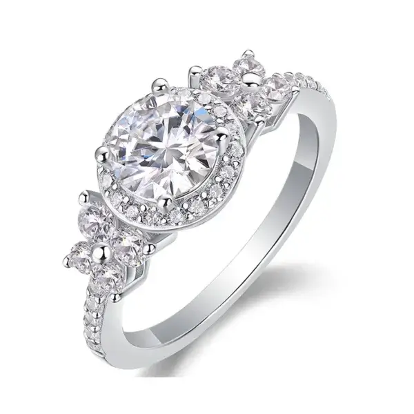 S925 Moissanite Ring 2 CT Round Cut Engagement Ring Hidden Halo Diamond Ring 925 Sterling Silver Wedding Bands D Color VVS1 Promise Ring MYZR13145
