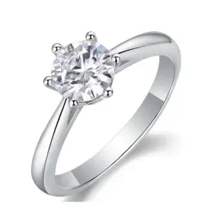 S925 Moissanite Ring White Gold Rings for Women 18ct Engagement Anniversary Ring Women Classic Solitaire 6 Claw Round Created Diamond 0.5ct Rings White Gold MYZR13146