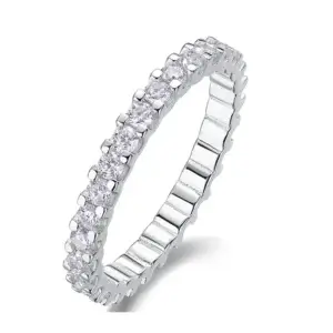 S925 Moissanite Ring Eternity Rings for Women 18K White Gold Plated D Color VVS1 Clarity Moissanite Wedding Round Cut Lab Created Diamond Stackable Rings MYZR13147