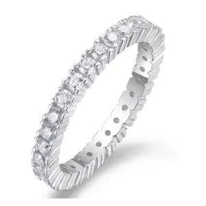 S925 Moissanite Ring  925 Sterling Silver 2MM 3MM Cubic Zirconia Eternity Ring for Women MYZR13148
