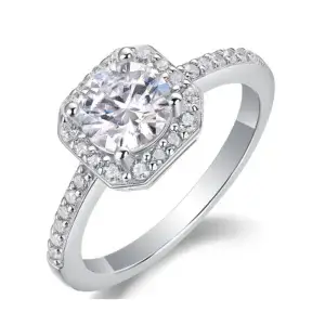 S925 Moissanite Ring S925 Silver 1 Carat Engagement Rings for Women Real Diamonds| Timeless Appeal Excellent Cut D-color VVS2 Beauty MYZR13166