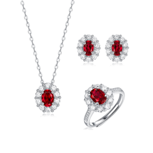 925 Sterling Silver High Carbon Diamond Ruby Gemstone Earring/Necklace/Ring Wedding Engagement Fine Jewelry Sets Wholesale MYZS-2314