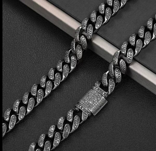 12mm Iced Out Silver Moissanite Cuban Chain MYC9MB12 - Image 3