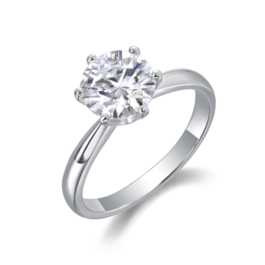 S925 Moissanite Ring Classic 1CT 6 Prong Moissanite Engagement Ring Minimalist Solitaire Diamond Ring Hidden Halo Ring D Color Wedding Bands Promise Ring 18K White Gold Plated 925 Sterling Silver Jewelry HYR19079094-65