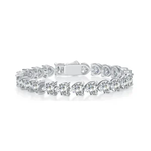 Moissanite Diamond Bracelets Divine Creation 10.00 Ctw Oval Cut Diamond 7 Inch Women's Tennis Bracelet 14k White Gold Finish 925 Sterling Silver MYZB12810