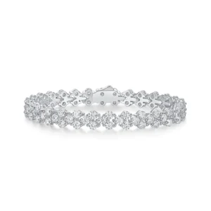 Moissanite Diamond Bracelets 14k White Gold Over S925 Sterling Silver Diamond Cuban Link Tennis Bracelet for Men