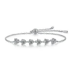 Moissanite Diamond Bracelets Gem Stone King 925 Sterling Silver Round White Moissanite Tennis Bracelet for Women MYZB13064-50