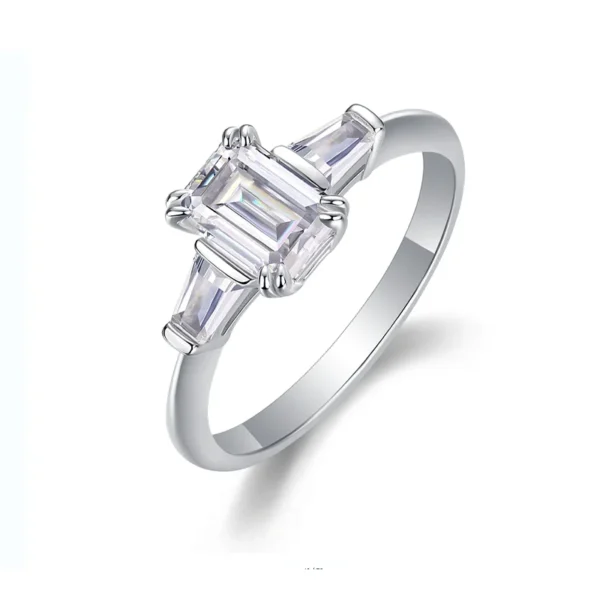 S925 Moissanite Ring 3CT Emerald Cut Zircon Silver Ring Rhodium Plated S925 Ring Anniversary Wedding Engagement Ring For Women R230913206-57