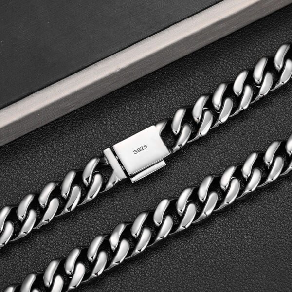 12mm Iced Out Silver Moissanite Cuban Chain MYC9MB12 - Image 7