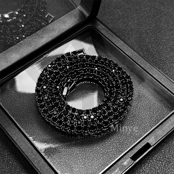 Elegant Black Alloy Rhinestone Tennis Necklace - Image 8
